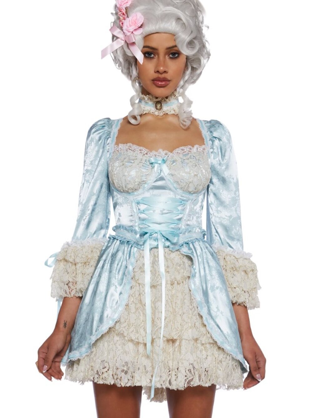 Dolls Kill Cake Queen Marie Antoinette Costume XL + Pink Wig